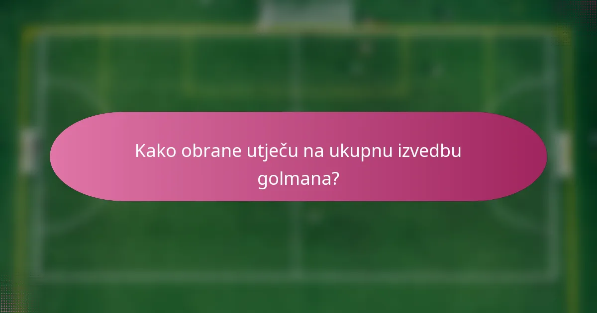 Kako obrane utječu na ukupnu izvedbu golmana?