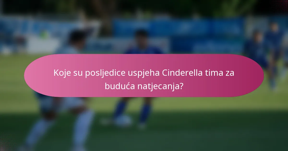 Koje su posljedice uspjeha Cinderella tima za buduća natjecanja?